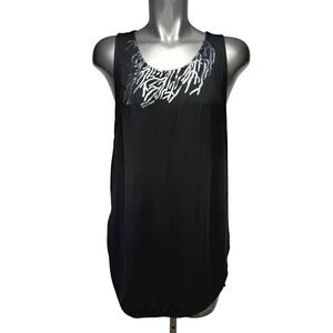COP COPINE Vegiby Tunic High Low Sleeveless Graphic Black Tank Top Size M